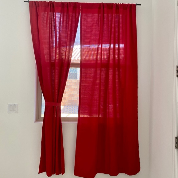 Red 84" X 42" Essential Darkening Window Panels 2 - Picture 2 of 4